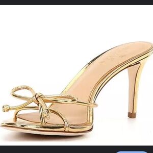 Antonio Melani Style Bungalow Amore now gold metallic leather heel 9.5 shoe